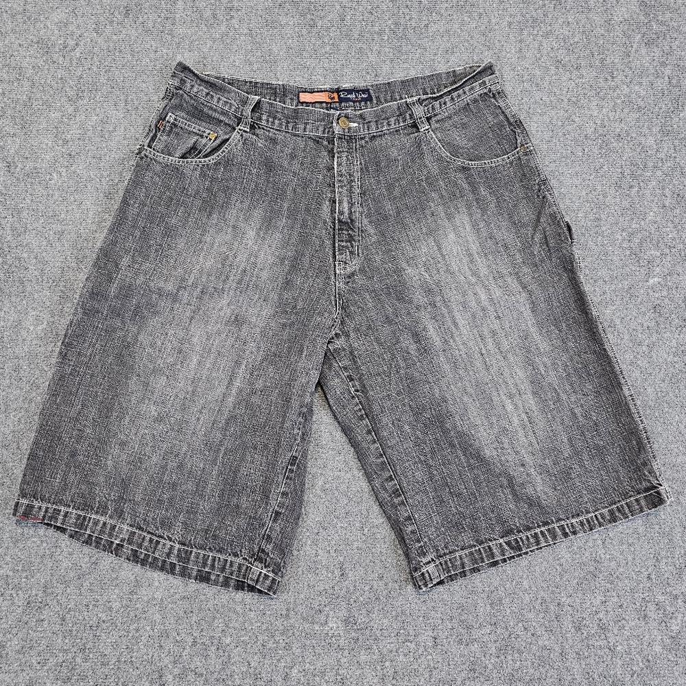 Vintage Y2K HEMP DENIM Faded Gray Regal Wear Baggy Denim Shorts 40x14 Skater 90s